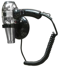 Фен HOTELline настенный с антивандальной защитой 1800 W черный/металлик, шт - фото 30730