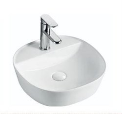 Раковина накладная овальная, с полочкой для смесителя 405x405x120 мм SPIN 40 CG. 23541 белый - фото 31471