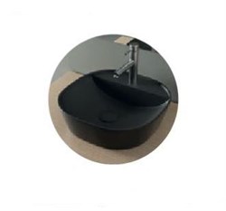 Раковина накладная овальная, с полочкой для смесителя 405x405x120 мм SPIN 40 CG.23596 матовый черный - фото 31472