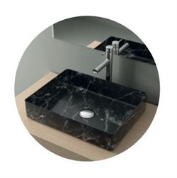 Раковина накладная прямоугольная 470x360x110 мм QTRO47 23584 мрамор чёрный - фото 31478