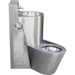 Туалет из нержавеющей стали с умывальником COMBI антивандальный левый настенный, шт - фото 31512