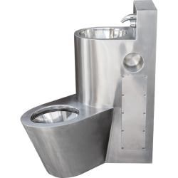 Туалет из нержавеющей стали с умывальником COMBI антивандальный правый настенный, шт - фото 31513