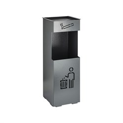 Урна с пепельницей уличная прямоугольная серая крашеная 24л - фото 32050