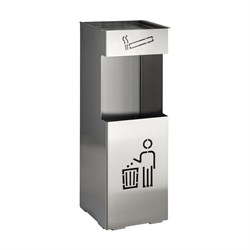 Урна с пепельницей уличная прямоугольная ХРОМ 24л - фото 32057