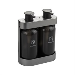 Дозатор для жидкого мыла, антивандальный, двойной , серебряный ABC пластик - фото 32582