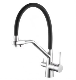 смеситель  для кухни с подключением  фильтра питьевой воды.латунь+цинк      (хром +чёрный силикон носик) - фото 32602
