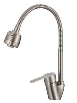 Смеситель для кухни с гибким изливом из нержавеющей стали H150316-T,  сатин - фото 32675