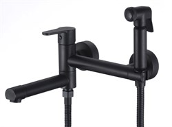 Смеситель с гигиеническим душем и поворотным изливом D181202-A,  чёрный - фото 32703