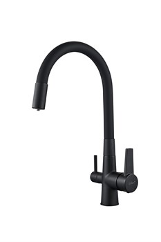 Смеситель для кухни с подключением фильтра питьевой воды с силиконовым изливом D159317-4A,  чёрный - фото 32706
