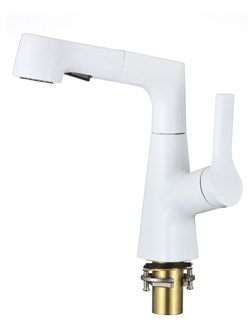 Смеситель для раковины/кухни с выдвижным изливом  D158374-C,  белый - фото 32734