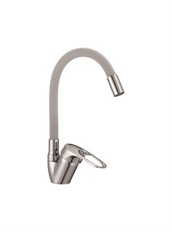 Смеситель для кухни с силиконовым изливом D150628-2C,  серый и  хром - фото 32782