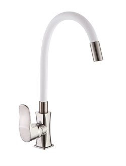 Смеситель для кухни с силиконовым изливом  D155318-3,  белый и  хром - фото 32872