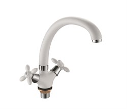 Смеситель для кухни с  поворотным изливом  D153808-C,  белый, матовый - фото 32885