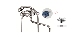 Смеситель для ванны с круглым изливом D146809,  хром - фото 33160