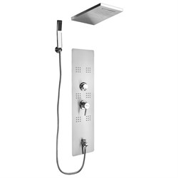 Душевая панель - "тропический душ" ВРЕЗНАЯ с двумя лейками, корпус МАТОВАЯ нержавеющая сталь марки 304 - фото 38747