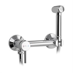 Смеситель с гигиеническим душем, латунный, круглый корпус, цвет ХРОМ. - фото 38793