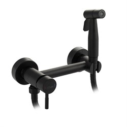 Смеситель с гигиеническим душем, из нержавеющей стали , круглый корпус , цвет ЧЕРНЫЙ. - фото 38798