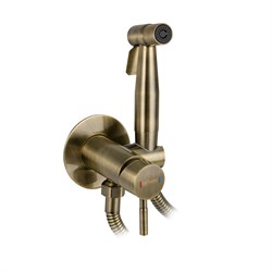 Смеситель с гигиенической лейкой встраеваемый, из нержавеющей стали, круглый корпус, цвет БРОНЗА . - фото 38843