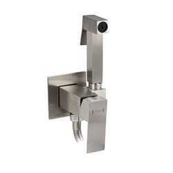 Смеситель с квадратной гигиенической лейкой встраеваемый, из нержавеющей стали, квадратный корпус, цвет САТИН. - фото 38848