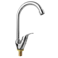 Кран на одну воду шаровый, высокий излив, хромированный - фото 38873