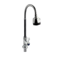 Кран на одну воду, гибкий излив, металлокерамика, хромированный, из высокопрочного пластика АБС - фото 38911