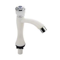 Кран на одну воду, на раковину, металлокерамика, из высокопрочного АБС пластика, цвет БЕЛЫЙ. - фото 38946