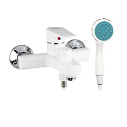 Смеситель в ванную, короткий излив, шаровый, из высокопрочного пластика АБС, БЕЛЫЙ, поворотный дивертор - фото 39528