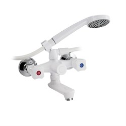 Смеситель в ванную короткий излив, металлокерамика, с шаровым переключением, из высокопрочного пластика АБС - БЕЛЫЙ - фото 39538