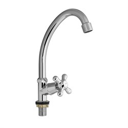 Кран на одну воду металлокерамика, хромированный - фото 40634