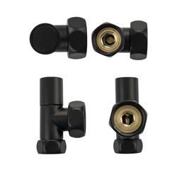 Кран для полотенцесушителей, чёрный, манжетный, угловой 1 х 3/4, г/г - фото 41539