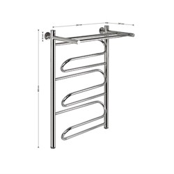 Полотенцесушитель ЮПИТЕР - Лиана, с ПОЛКОЙ 500х800 мм, труба - "1" x 2 мм, нержавеющая сталь, полированная - фото 41675