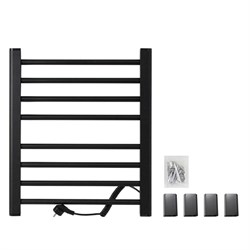 Полотенцесушитель электрический, ЛЕСЕНКА, 500 х 600 х 100 мм, 8 перекладин, 92 W, из алюминия, цвет ЧЕРНЫЙ. - фото 41776