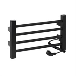 Полотенцесушитель электрический, ЛЕСЕНКА, 500 х 300 х 85 мм, 4 перекладины, 52 W, из алюминия, цвет ЧЕРНЫЙ. - фото 41802