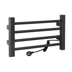 Полотенцесушитель электрический, ЛЕСЕНКА, 500 х 300 х 85 мм, 4 перекладины, 52 W, из алюминия, цвет ГРАФИТ. - фото 41807