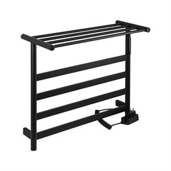 Полотенцесушитель электрический, 510 х 575 х 220 мм, лесенка на 4 перекладины с полкой, 75 W, из нержавеющей стали, сенсорное управление с таймером до 24 часов, цвет ЧЁРНЫЙ. - фото 41857