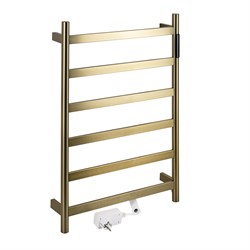 Полотенцесушитель электрический, 480 х 730 х 90 мм, лесенка 6 перекладин, 75 W, из нержавеющей стали, сенсорное управление с таймером до 24 часов, цвет матовое ЗОЛОТО. - фото 41867