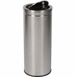 Ведро мусорное  30 л с качающейся крышкой серебристое 60×25×25 см - фото 42005