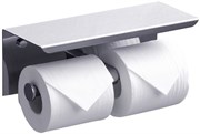 Держатель для туалетной бумаги двойной с полочкой для телефона хром металл