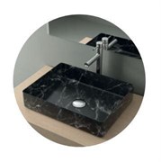 Раковина накладная прямоугольная 470x360x110 мм QTRO47 23584 мрамор чёрный