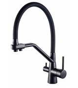 смеситель  для кухни с подключением  фильтра питьевой воды.латунь+цинк      (чёрный +чёрный силикон носик)