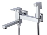 Смеситель с гигиеническим душем и поворотным изливом D181201,  хром