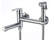 Смеситель с гигиеническим душем и поворотным изливом D181202,  хром