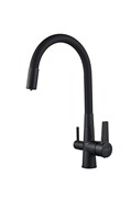 Смеситель для кухни с подключением фильтра питьевой воды с силиконовым изливом D159317-4A,  чёрный