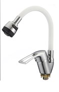 Смеситель для кухни с силиконовым изливом D150422-3T,  белый и  хром