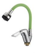 Смеситель для кухни с силиконовым изливом D150422-5T,  зелёный и  хром