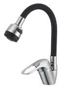 Смеситель для кухни с силиконовым изливом D150628-1T,  чёрный и  хром