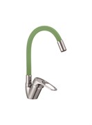 Смеситель для кухни с силиконовым изливом D150628-5C,  зелёный и  хром