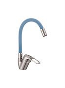 Смеситель для кухни с силиконовым изливом D150628-6C,  синий и  хром