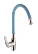 Смеситель для кухни с силиконовым изливом  D155302-6,  синий и  хром