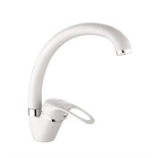 Смеситель для кухни с  поворотным изливом  D150409-C,  белый, матовый